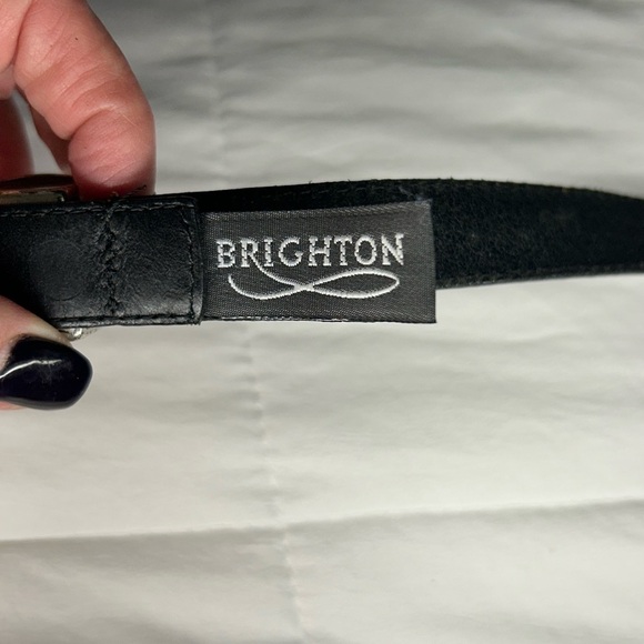 Vintage Brighton Black Belt with Silver Buckle‎ Detail Size L Made in USA - Picture 4 of 6
